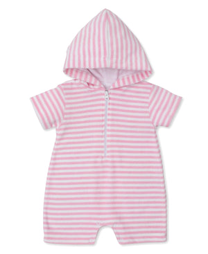 Cabana Pink Stripe Terry Cloth Romper