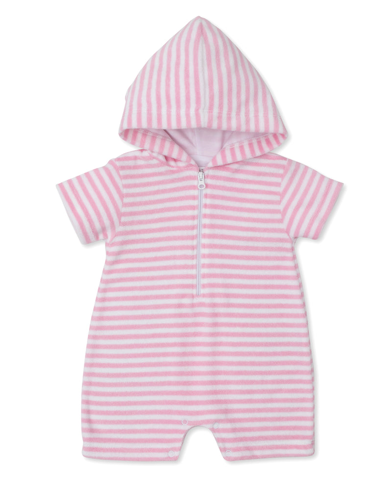 Cabana Pink Stripe Terry Cloth Romper