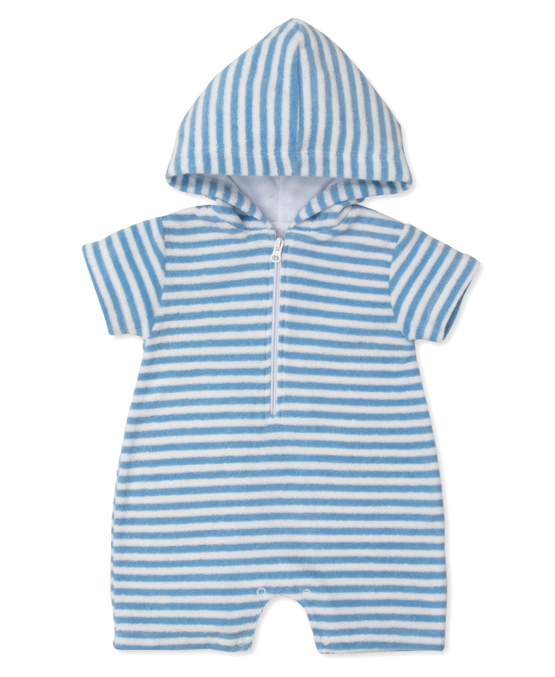 Cabana Light Blue Stripe Terry Cloth Romper