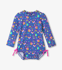 Watercolor Doodles Baby Rashguard Swimsuit