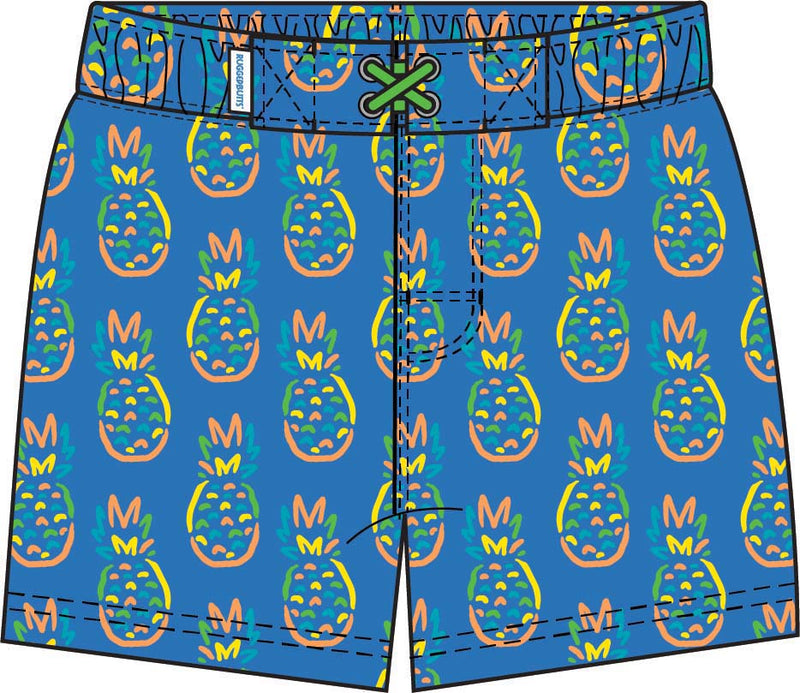 Neon Blue Pineapples - Swim Trunks