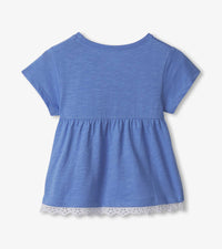 Wildflower Heart Eyelet Trim Tee - Persian Jewel