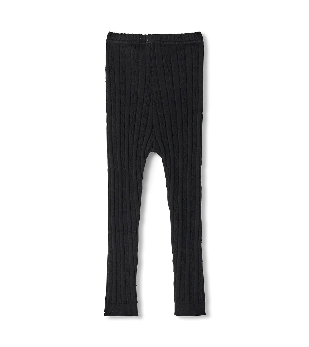 Baby Cable Knit Black Leggings