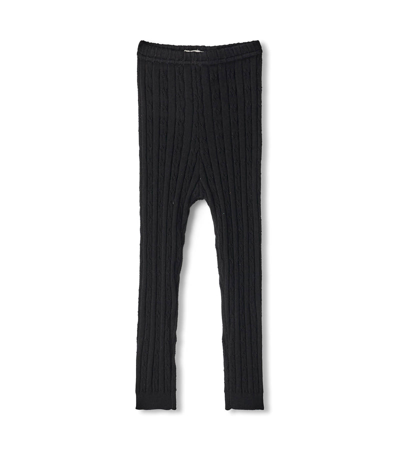 Baby Cable Knit Black Leggings