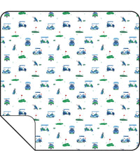 Vintage Golf Carts Bamboo Swaddle Blanket - Blue