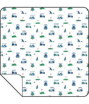 Vintage Golf Carts Bamboo Swaddle Blanket - Blue