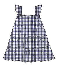 Navy Gingham Twirly Sundress