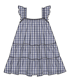 Navy Gingham Twirly Sundress