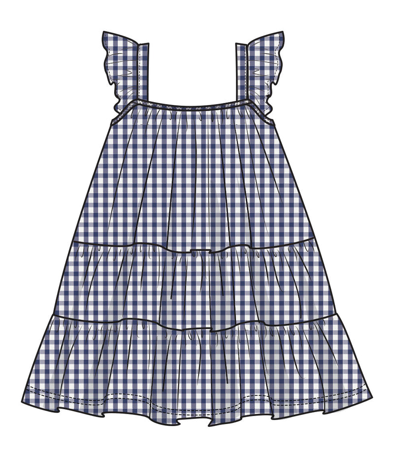 Navy Gingham Twirly Sundress