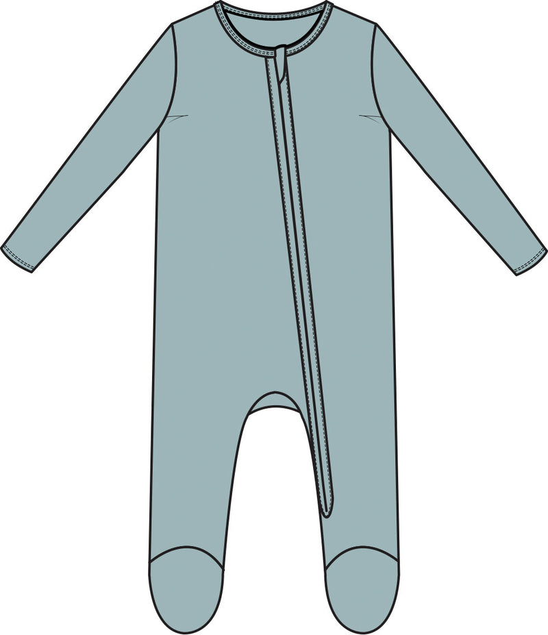 Solid Cloud Blue - 2way Zip Footie