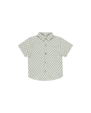 Collared Short Sleeve Shirt - Sage Check