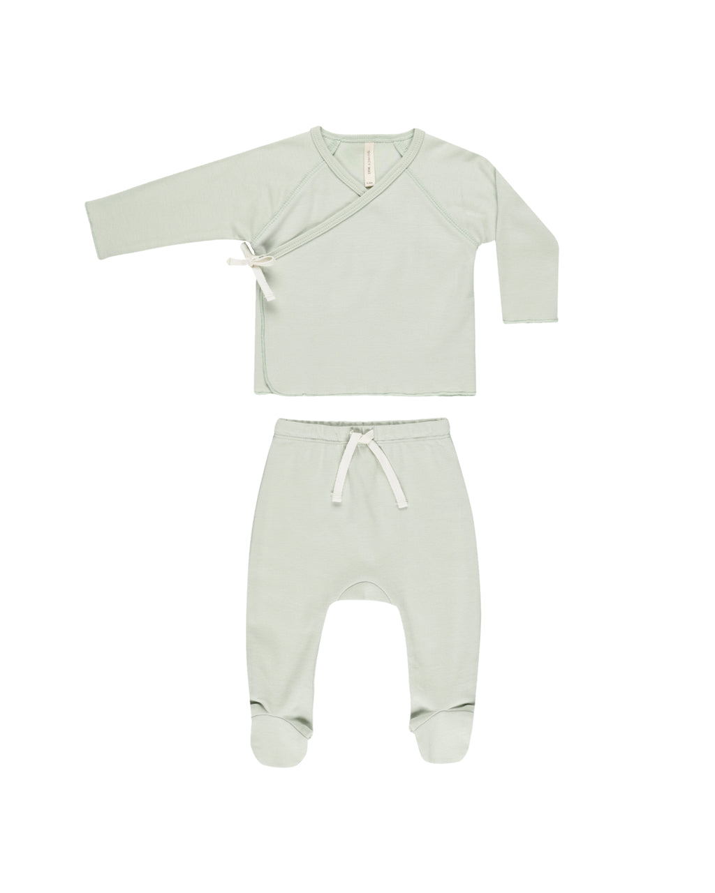 Wrap Top + Footed Pant Set - Mint