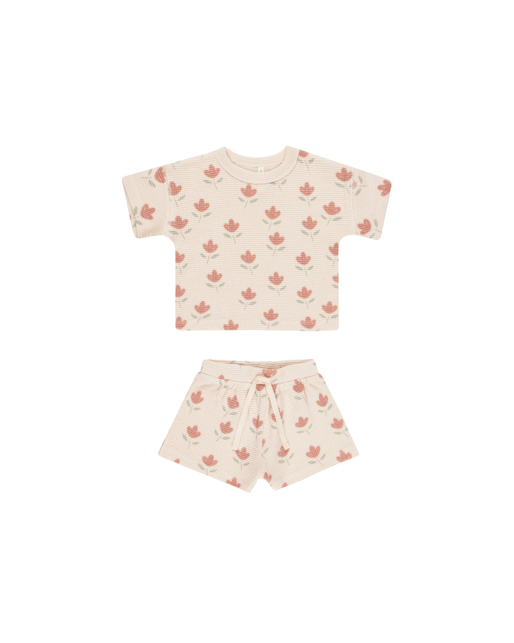 Waffle Tee + Short Set - Tulips