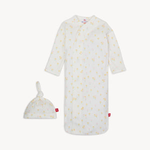 Evangeline - Organic Cotton Magnetic Cozy Sleeper Gown & Hat Set