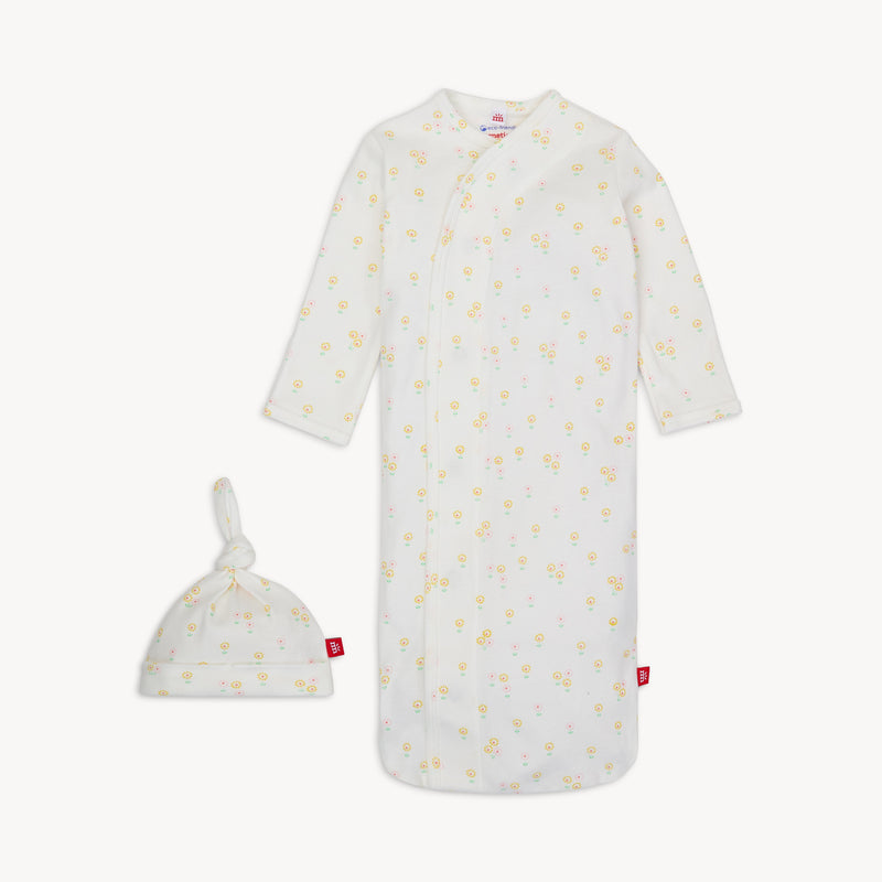 Evangeline - Organic Cotton Magnetic Cozy Sleeper Gown & Hat Set