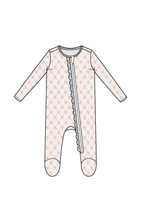 Ribbon Bow Trellis - Ruffle 2way Zip Footie