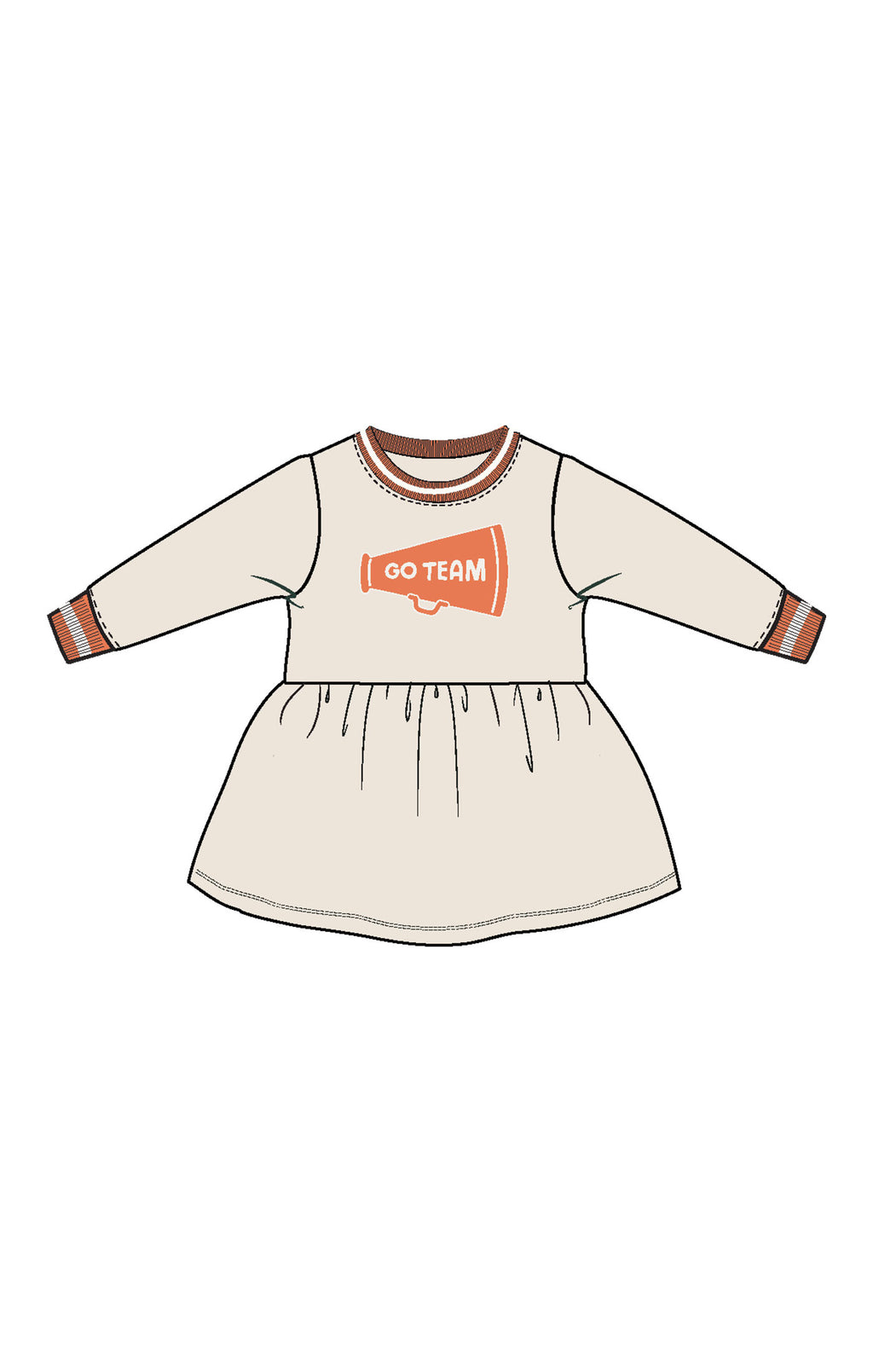 French Terry Sport - Varsity - Orange - French Terry Dress W/ Go Team Patch