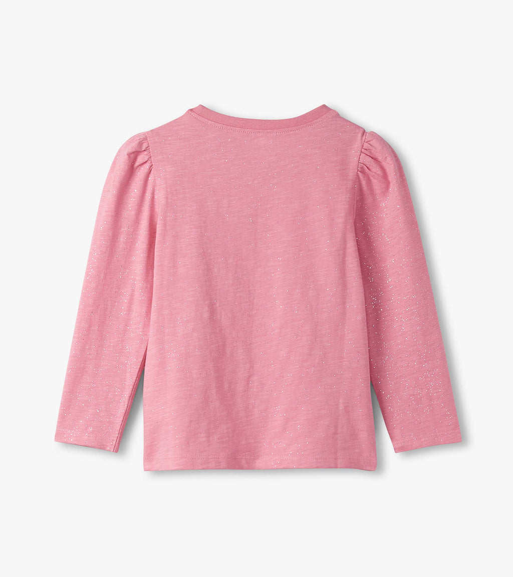 Sea Pink Sparkle Puff Sleeve Tee