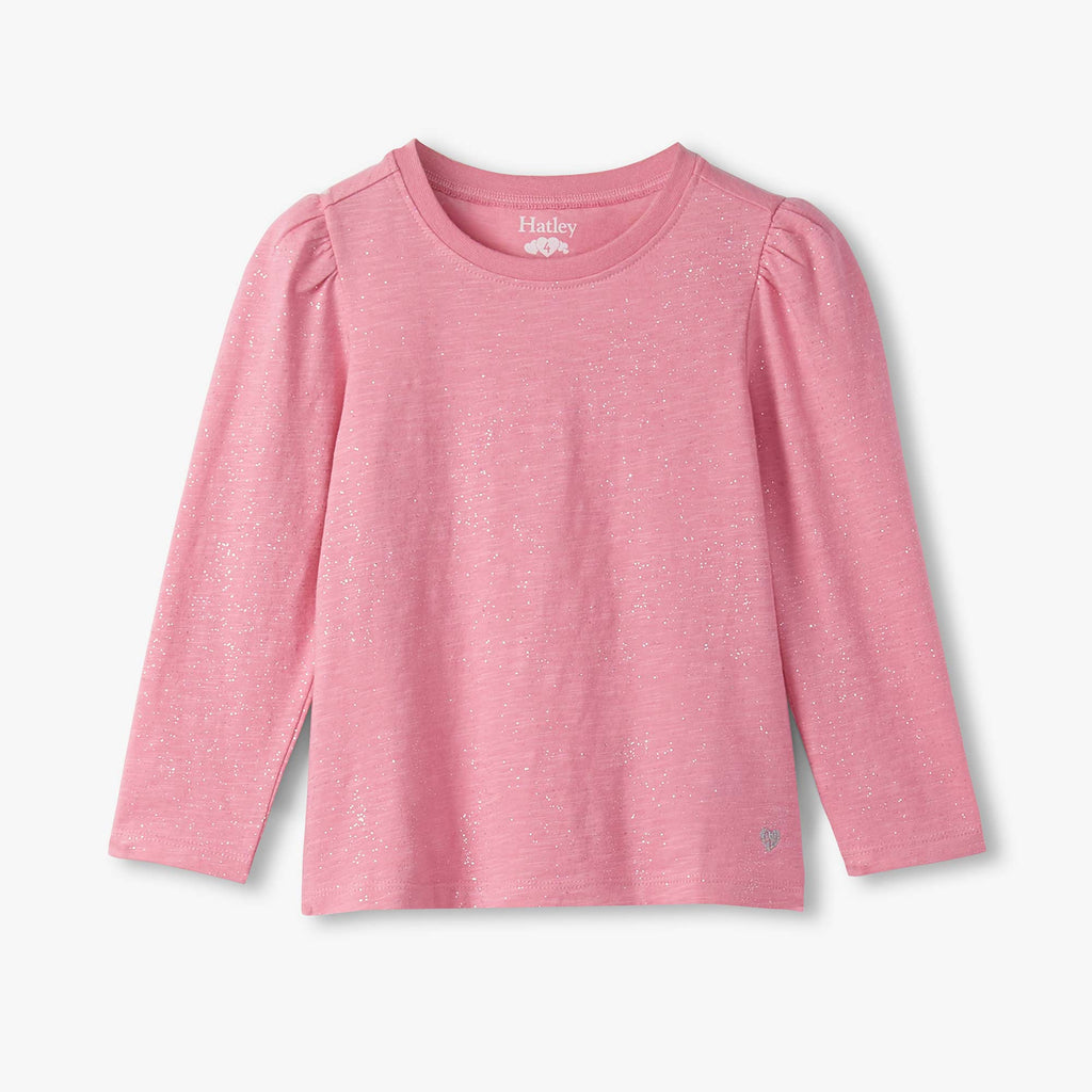 Sea Pink Sparkle Puff Sleeve Tee