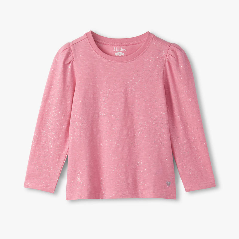 Sea Pink Sparkle Puff Sleeve Tee