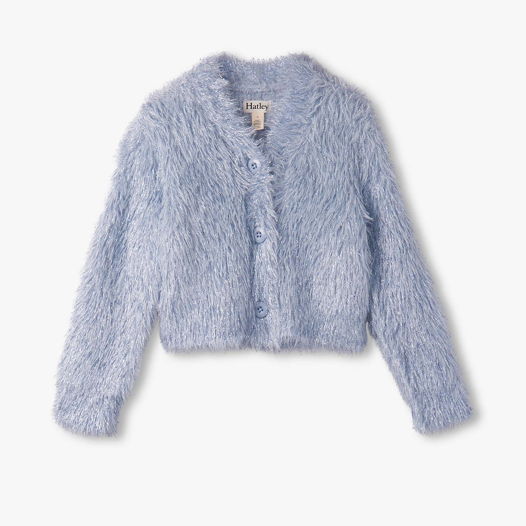 Glitter Heart Blue Metallic Cardigan