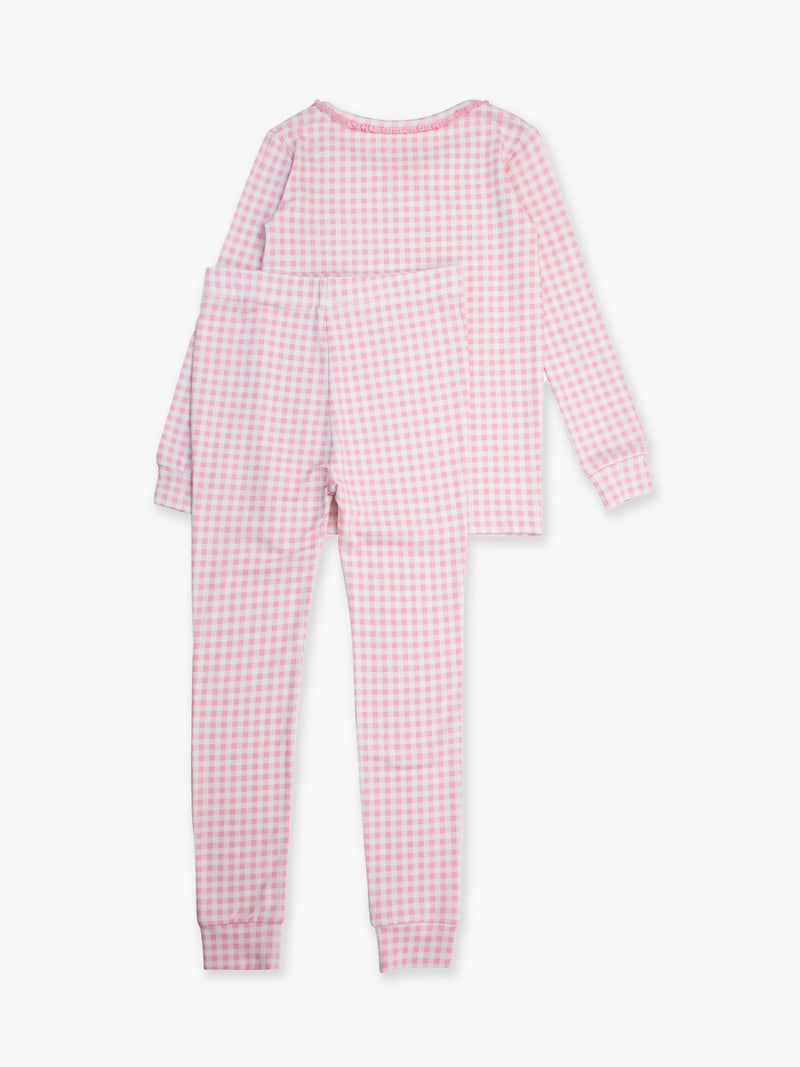 Pink Gingham - Ruffle Long Sleeve Pajama Set - Modal Blend