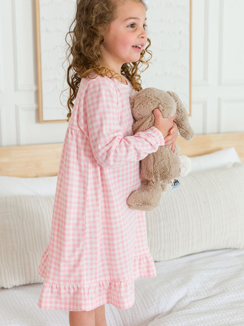 Pink Gingham - Pajama Nightgown