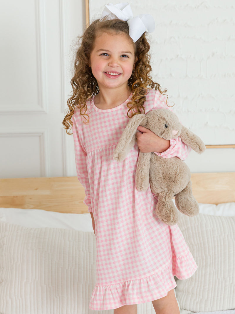 Pink Gingham - Pajama Nightgown