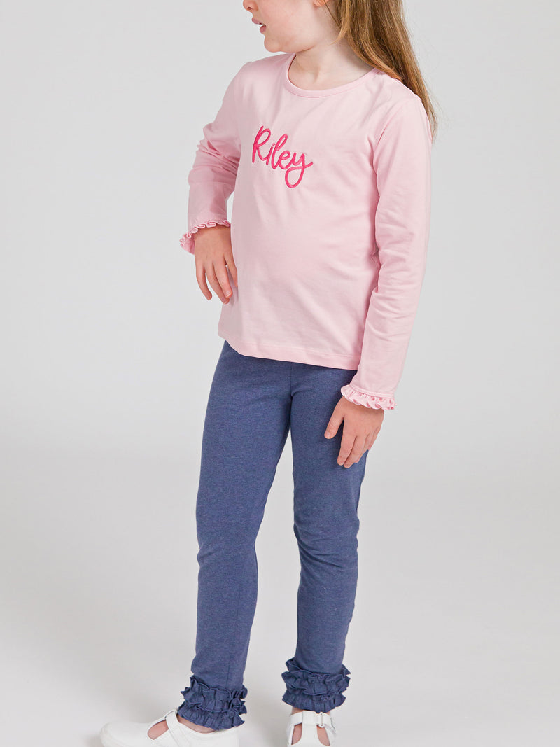 Faux Denim Ruffle Leggings