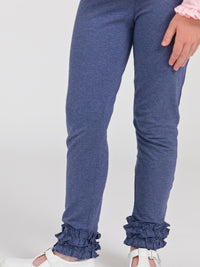 Faux Denim Ruffle Leggings