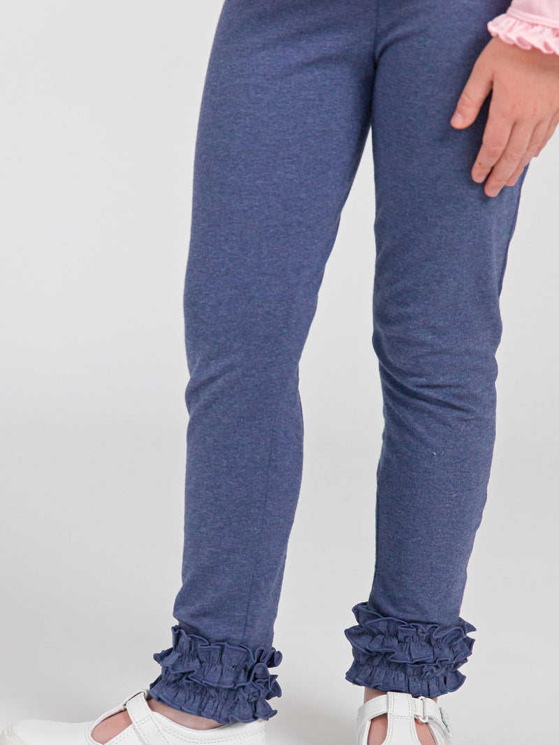Faux Denim Ruffle Leggings
