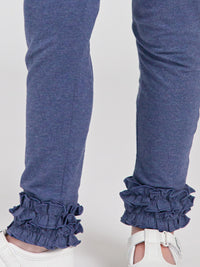 Faux Denim Ruffle Leggings