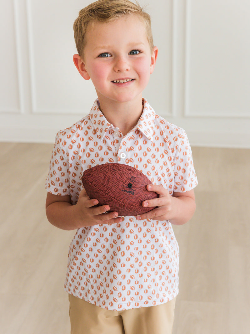 Knit Short Sleeve Performance Polo - Football Frenzy