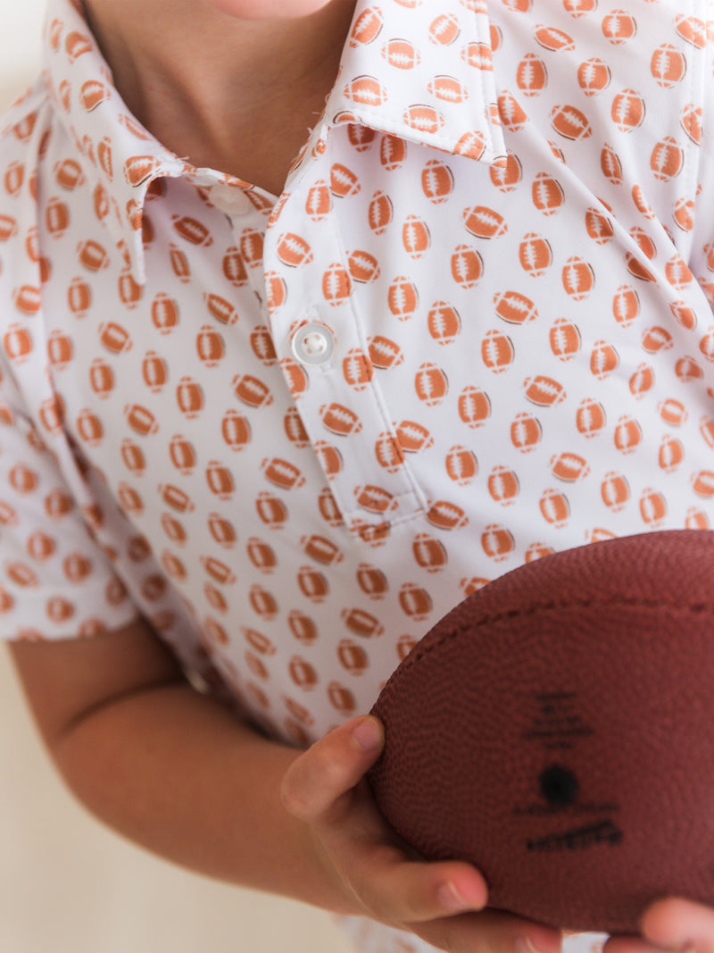 Knit Short Sleeve Performance Polo - Football Frenzy