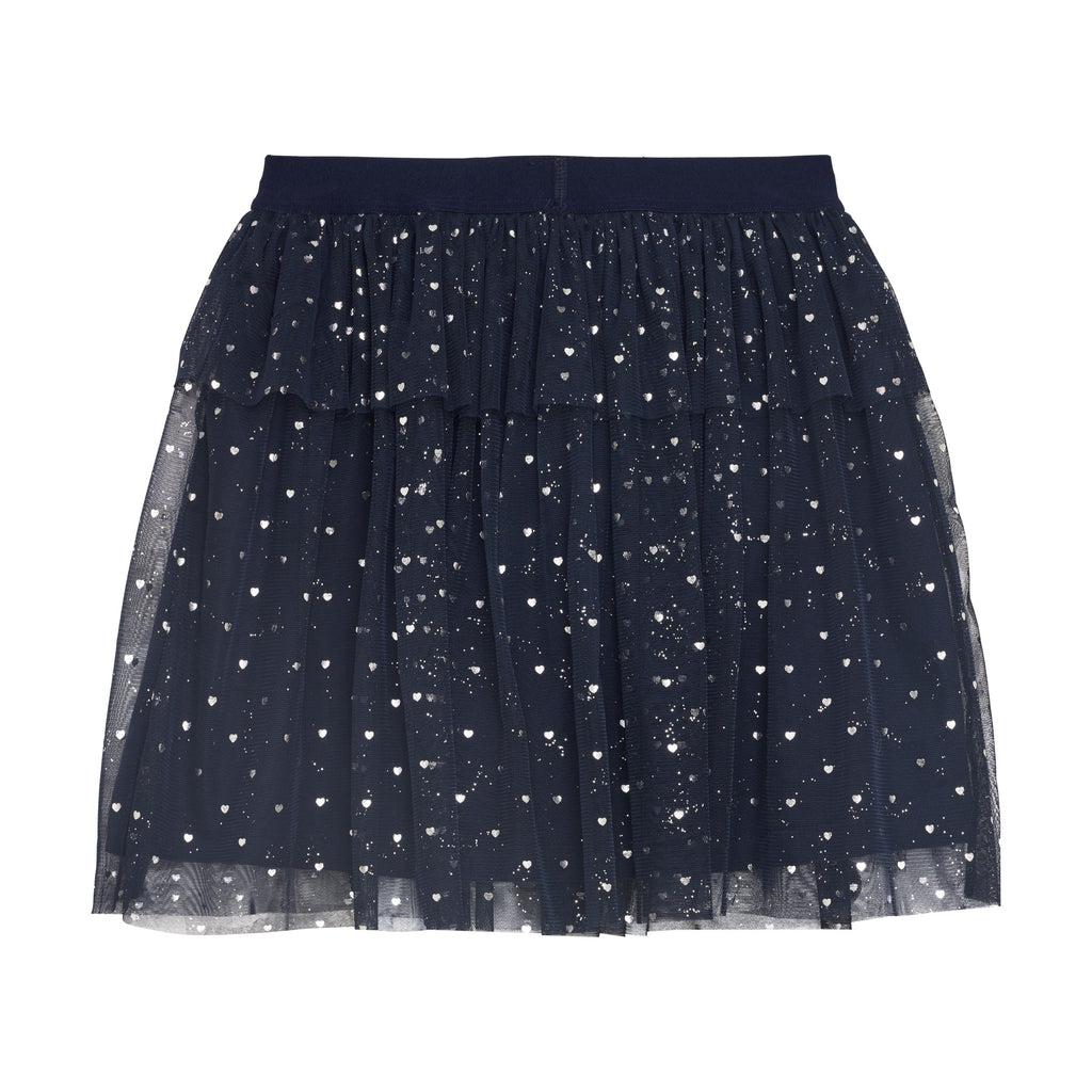 Black Iris Silver Heart Mesh Skirt