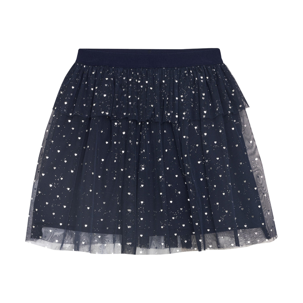 Black Iris Silver Heart Mesh Skirt