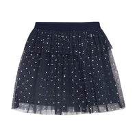 Black Iris Silver Heart Mesh Skirt