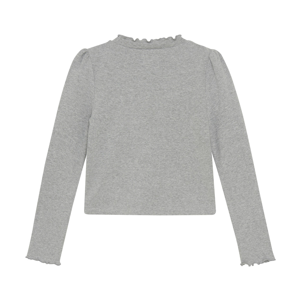 Light Grey Melange LS Jeweled Rib Shirt