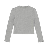 Light Grey Melange LS Jeweled Rib Shirt
