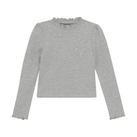 Light Grey Melange LS Jeweled Rib Shirt