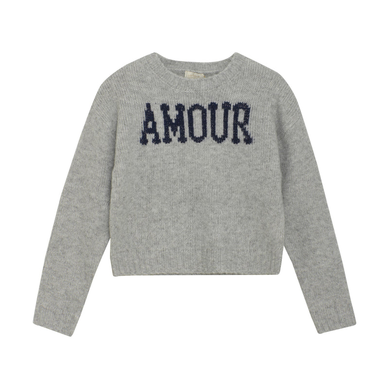 Amour - Light Grey Melange Knit Pullover