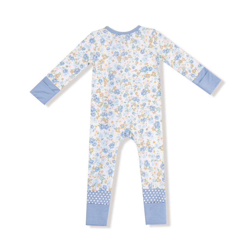 Sweet Rose Calico - Blue - 2 Way Zipper Romper