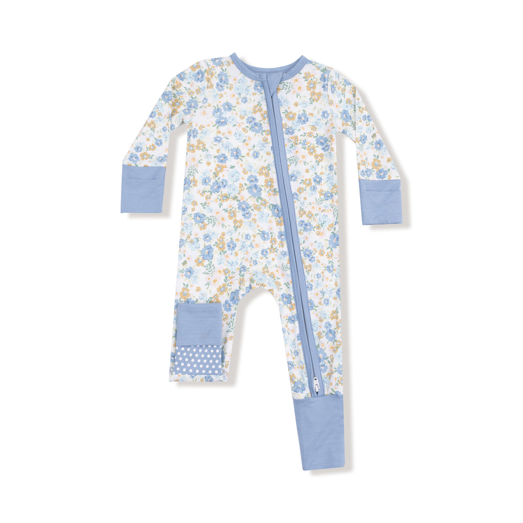 Sweet Rose Calico - Blue - 2 Way Zipper Romper