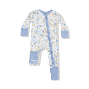 Sweet Rose Calico - Blue - 2 Way Zipper Romper
