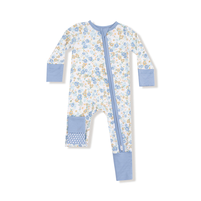 Sweet Rose Calico - Blue - 2 Way Zipper Romper