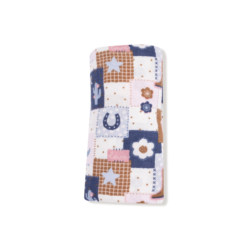 Patchwork Cowgirl Organic Cotton Swaddle Blanket