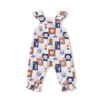 Patchwork Cowgirl - Smocked Overall & Pin Ribbed LS Bodysuit Set