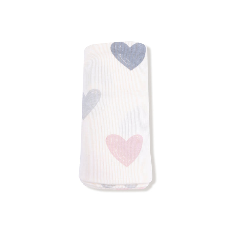 Hearts - Modal Rib - Swaddle Blanket