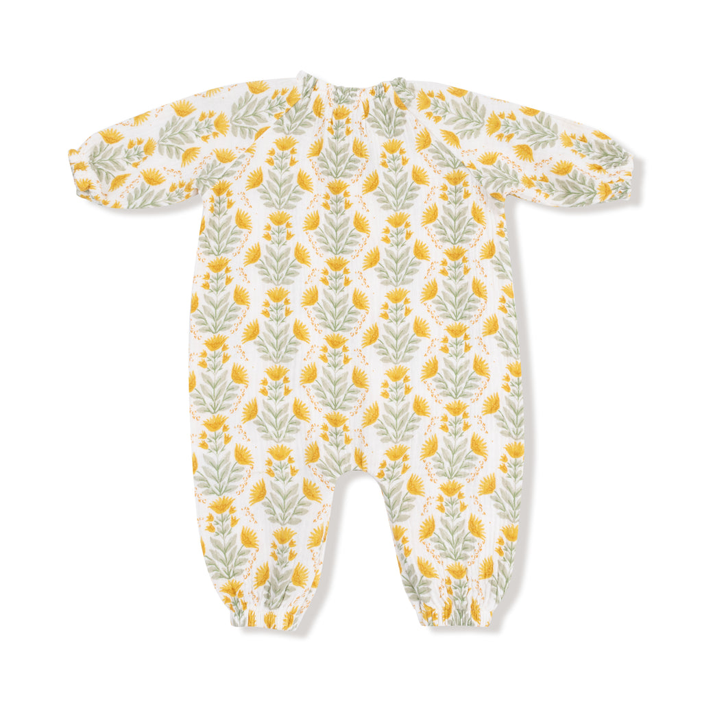 Winter Dandelions - Peasant Romper W/ Elastic Neck & Button