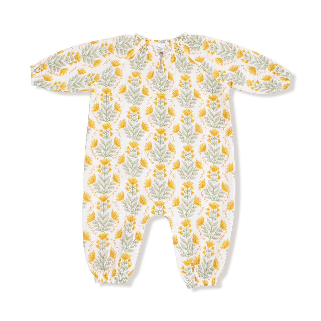 Winter Dandelions - Peasant Romper W/ Elastic Neck & Button